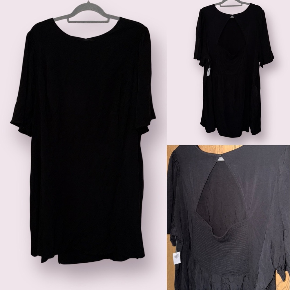 Old Navy Black Short Sleeve Keyhole Back Dress